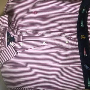 Polo Striped Cotton Shirtdress w/ Belt Girls